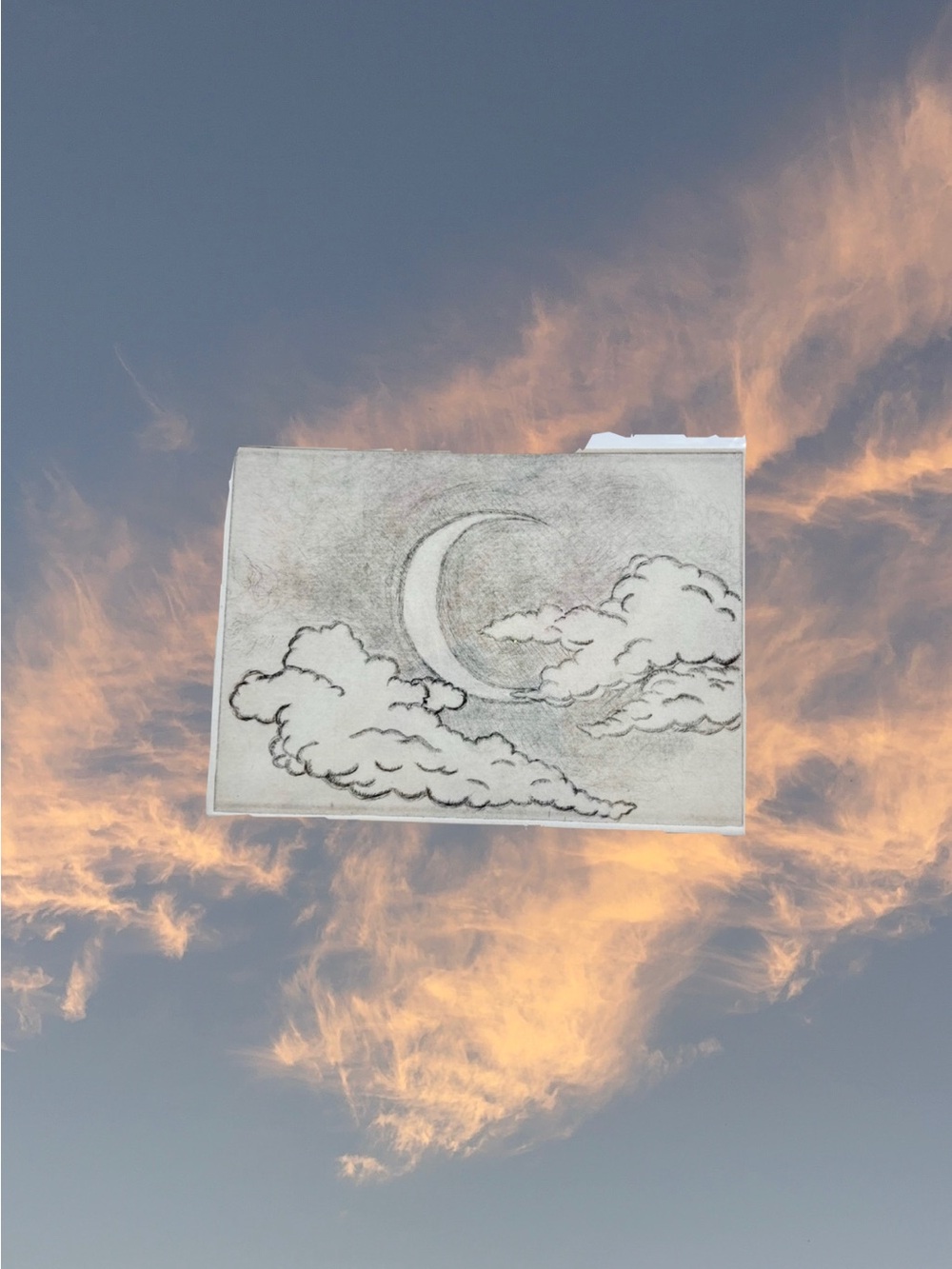 Lithograph Cloudy Moon Art Print